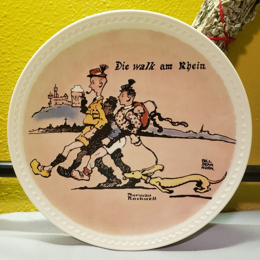 Vtg 1982 Norman Rockwell On Tour Plate Rhein COA